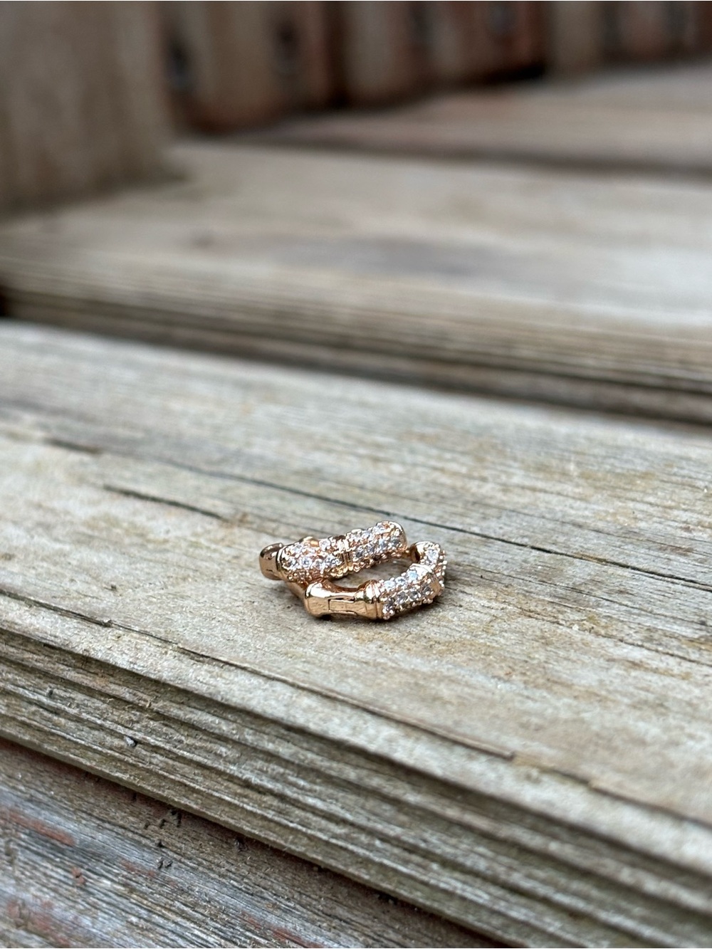 Sparkling Rose Gold Huggie Earrings with Clear Crystals (GOLD SHAPED)
